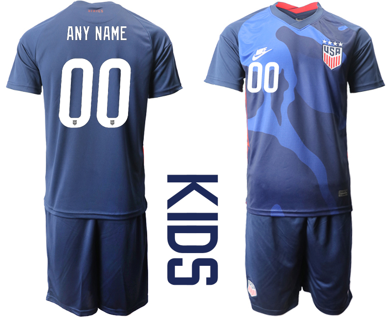 Youth 2020-2021 Season National team United States away blue customized Soccer Jersey->customized soccer jersey->Custom Jersey